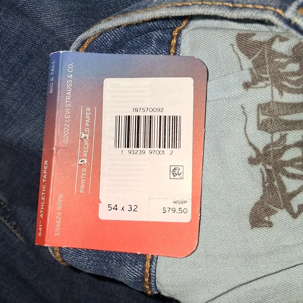 Levi's 541 Athletic Taper Fit Jeans - Stretch Big&Tall 54x32 NWT - Picture 4 of 4